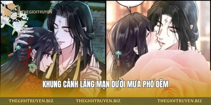 Khung cảnh lãng mạn dưới mưa phố đêm